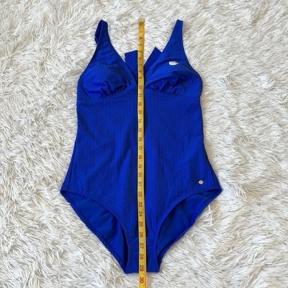 New J By Jasper Conran Plunge Neck back tie Swimsuit in cobalt blue size 14 - Picture 4 of 12